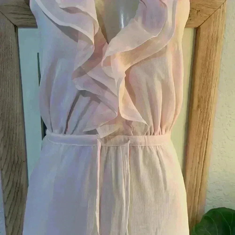 Chelsea28 Ruffle Trim Chiffon Dress Light Pink Creole Midi Dress-Orig$190 - Picture 15 of 16